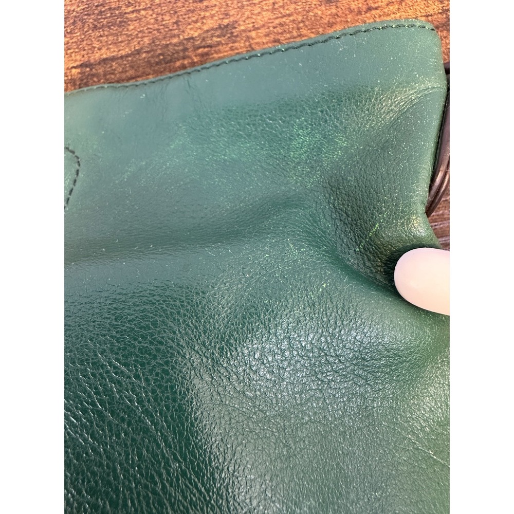 B. Makowsky Turn Lock Shoulder Bag Genuine Pebbled Leather Green Crossbody Purse - Picture 12 of 16